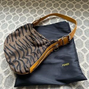 Fendi Oyster bag hobo zebra print with dust bag AUTHENTIC